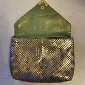 BAGLAND Vintage women’s gold evening bag with shoulder strap. Good condition.